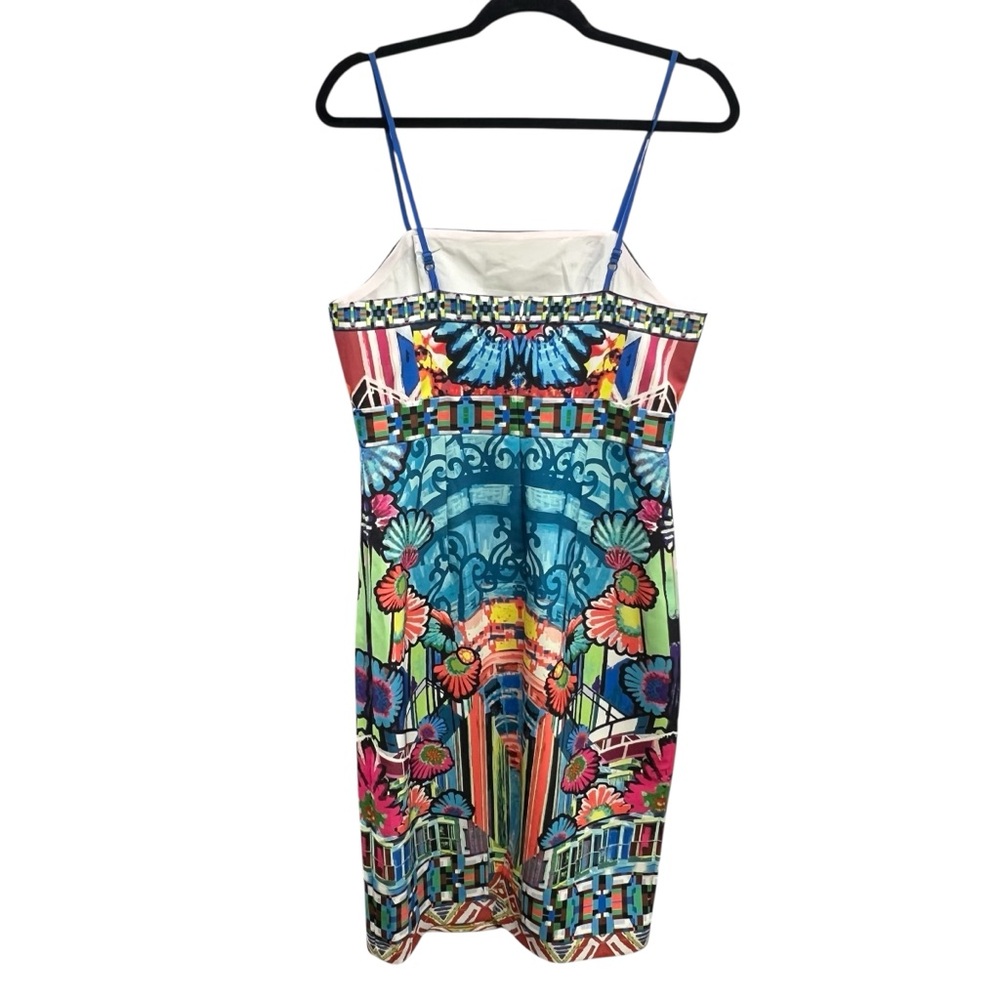 Anthro Champagne Strawberry Midi Dress Colorful Print Sheath Maximalist Large - Picture 2 of 6